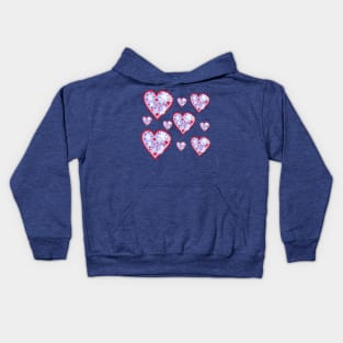 Purple Flower Heart Pattern Kids Hoodie